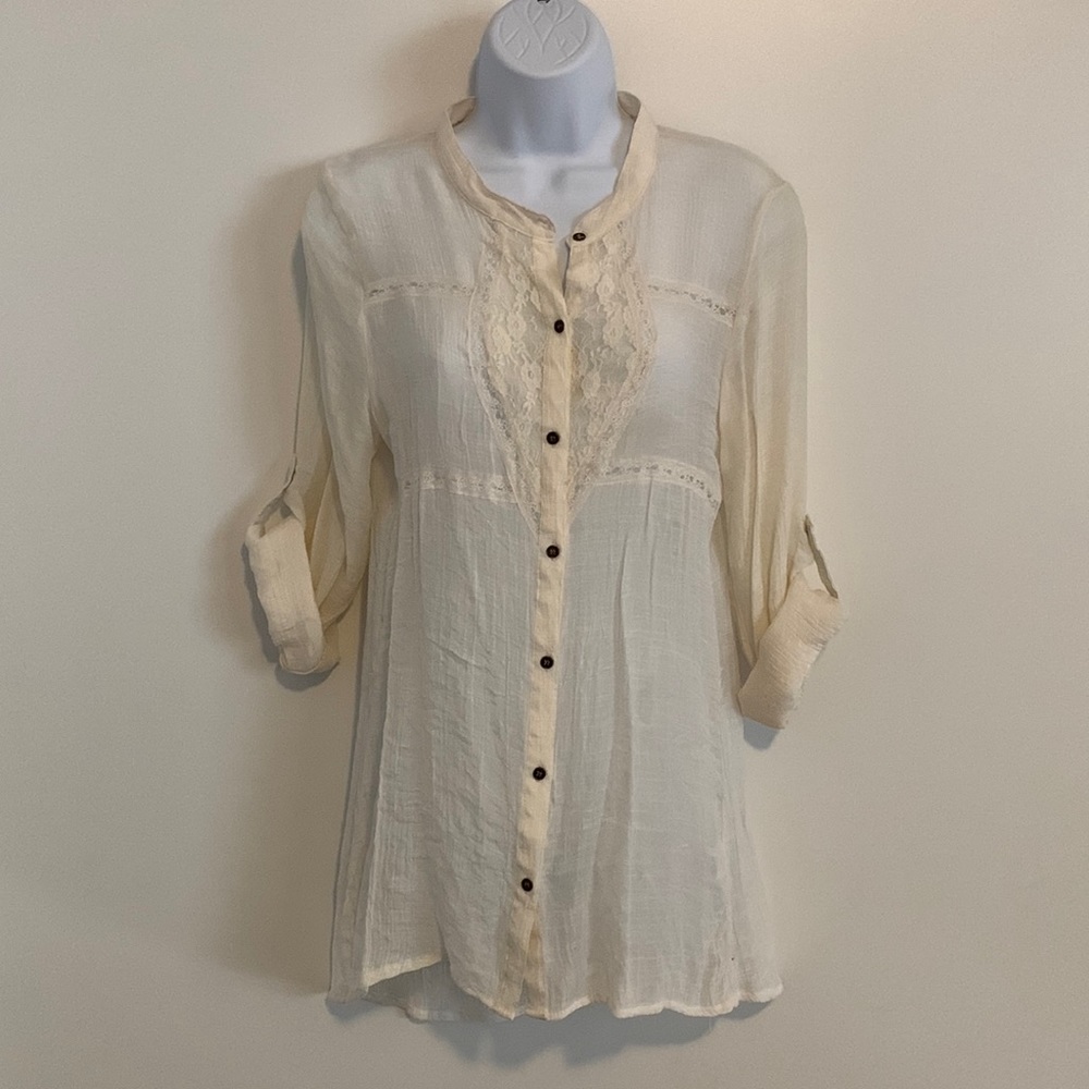 Fang Ivory Sheer Button Shirt